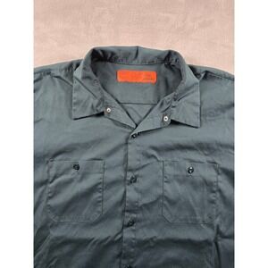 Premo Work Shirt Mens 3XL Green Regular Fit Short Sleeve Button Up Utility